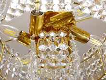 Load image into Gallery viewer, Crystal Glass Chandelier With Gold Colored Frame From 70s